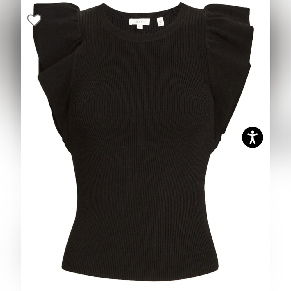 A.L.C. Holly Ruffled Sleeve Top Size L